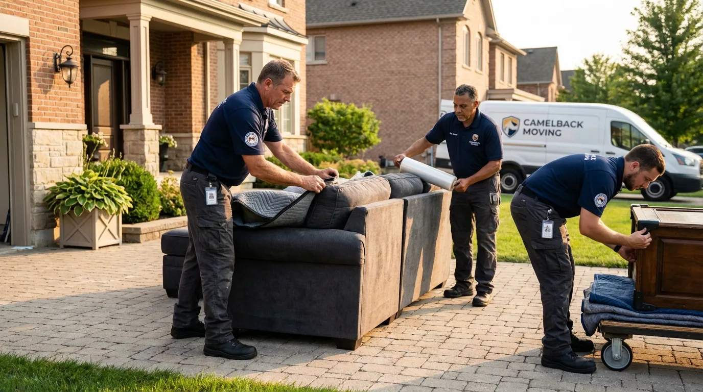 Large estate moving crew wrapping furniture in Shelley, ID